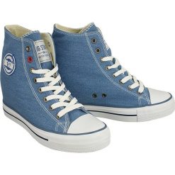 BIG STAR U274901 niebieski, trampki, sneakersy damskie. Niebieskie koturny damskie BIG STAR, bez obcasa, na koturnie, na sznurówki. Za 109,90 zł.