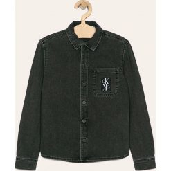 Calvin Klein Jeans - Koszula dziecięca 128-176 cm. Szare koszule chłopięce z bawełny, klasyczne, długie. Za 299,90 zł.