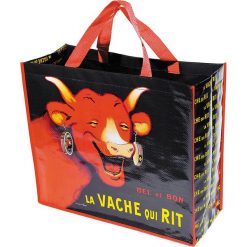 Torba "La Vache" w kolorze czarno-czerwonym na zakupy - 46 x 40 x 19 cm. Czarne shopper bag damskie Éditions Clouet, z nadrukiem, z tworzywa sztucznego, z nadrukiem. W wyprzedaży za 26,95 zł.