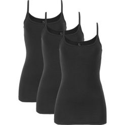 Top na cienkich ramiączkach (3 szt.) bonprix 3x czarny. Czarne bluzki damskie bonprix, bez wzorów, bez kołnierzyka. Za 53,97 zł.