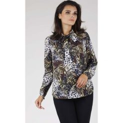 Zielona Szykowna Bluzka z Wiązaniem. Zielone bluzki damskie marki Molly.pl, s, z materiału, eleganckie, ze stójką, z długim rękawem. Za 139,90 zł.