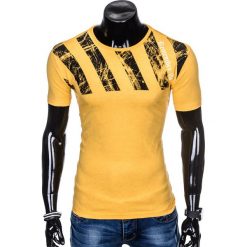 T-shirty męskie: T-SHIRT MĘSKI Z NADRUKIEM S959 - ŻÓŁTY