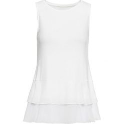 Top z falbanami bonprix biel wełny. Białe topy damskie bonprix, z szyfonu. Za 59,99 zł.
