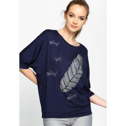 Bluzki damskie: Granatowa Bluzka Silver Feather