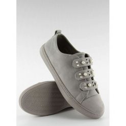 Szare Trampki z perełkami BEAUTY. Szare buty sportowe damskie FunKee.pl, bez wzorów, z tkaniny, bez zapięcia. Za 87,99 zł.