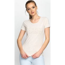 Beżowy T-shirt World Peace. Brązowe t-shirty damskie Born2be, l. Za 39,99 zł.