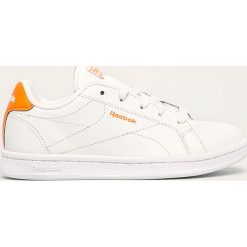 Reebok Classic - Buty dziecięce Royal Complete. Białe trampki chłopięce Reebok Classic, bez wzorów, z gumy, sportowe, z okrągłym noskiem, na sznurówki. Za 129,90 zł.