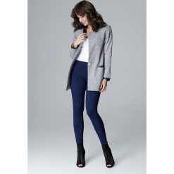 Stylowa kurtka ze stójką z wstawkami z eko-skóry szary. Szare kurtki damskie Tagless, m, bez wzorów, z elastanu, eleganckie, bez kaptura. Za 227,92 zł.