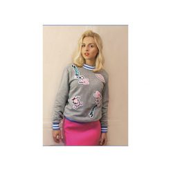 Bluza ROCKABILLY PATCH szara. Szare bluzy damskie Missspark, m, z haftami, z bawełny. Za 249,00 zł.