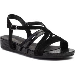 Sandały TAMARIS - 1-28177-32 Black/Snake 056. Czarne klapki damskie Tamaris, bez wzorów, ze skóry, bez obcasa. W wyprzedaży za 139,00 zł.