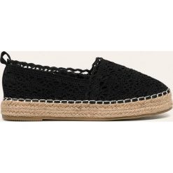 Answear - Espadryle. Czarne espadryle damskie ANSWEAR, bez wzorów, z gumy, bez obcasa, na obcasie. Za 99,90 zł.