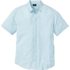 Koszula z kory w delikatne paski bonprix turkusowy w paski. Niebieskie koszule męskie bonprix, xl, w paski, bez kołnierzyka, bez rękawów. Za 69,99 zł.