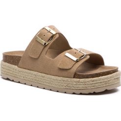 Espadryle KAZAR - Emerald 37281-02-B2 Beige. Brązowe espadryle damskie Kazar, w paski, ze skóry, na wysokim obcasie. W wyprzedaży za 239,00 zł.