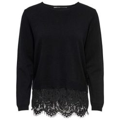 ONLY Damski sweter Cilla L / S Lace Mix Pullover Knit Black W.Dtm Lace (rozmiar M). Czarne swetry damskie ONLY, s, bez wzorów, bez rękawów, bez kaptura. W wyprzedaży za 125,00 zł.