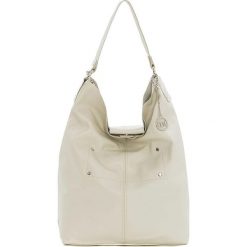Shopper bag damskie: Skórzana torebka w kolorze beżowym – 15 x 55 x 30 cm
