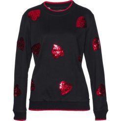 Bluza w serduszka bonprix czarno-czerwony. Czerwone bluzy damskie bonprix, bez wzorów, bez rękawów, bez kaptura. Za 49,99 zł.