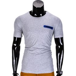 T-shirt męski bez nadruku S824 - szary. Szare t-shirty męskie Ombre Clothing, s, z nadrukiem, eleganckie, bez kołnierzyka. Za 21,99 zł.