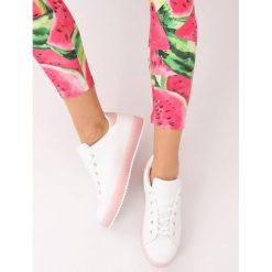Trampki damskie biało-różowe NEENAH. Różowe buty sportowe damskie FunKee.pl, bez wzorów, z tkaniny, sportowe. Za 64,99 zł.