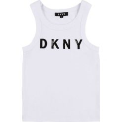 Dkny - Top dziecięcy 152-158 cm. Białe bluzki dziewczęce DKNY, z nadrukiem, z dzianiny, z okrągłym kołnierzem, bez rękawów, bez kaptura. Za 149,90 zł.