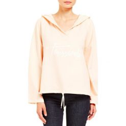 Trussardi Jeans bluza damska 56F00091-1T003818, XS łososiowa. Różowe bluzy damskie Trussardi Jeans, xs, z napisami, z jeansu, bez rękawów, z kapturem. Za 399,00 zł.