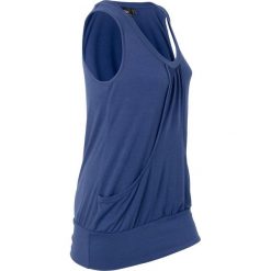 Top sportowy bonprix kobaltowy. Niebieskie bluzki damskie bonprix, bez wzorów, z okrągłym kołnierzem. Za 54,99 zł.