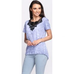 Bluzki damskie: Czarno-Niebieski T-shirt Lady Club
