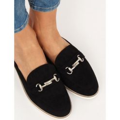 Klapki mokasyny czarne OREA. Czarne klapki damskie FunKee.pl, z zamszu, eleganckie. Za 64,99 zł.