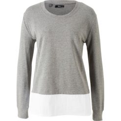 Bluzy damskie: Bluza dresowa z koszulową wstawką bonprix szary melanż
