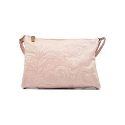 Torebki klasyczne damskie: Skórzana torebka w kolorze beżowo-różowym – (S)24 x (W)18 x (G)2 cm