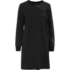 Sukienka dresowa z frędzlami bonprix czarny. Czarne sukienki damskie bonprix, bez wzorów, ze skóry, bez kołnierzyka, bez rękawów. Za 149,99 zł.