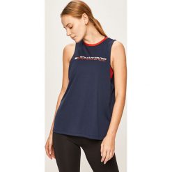 Tommy Sport - Top. Niebieskie topy damskie Tommy Sport, s, z nadrukiem, z poliesteru, bez kołnierzyka. W wyprzedaży za 149,90 zł.