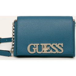 Guess Jeans - Torebka. Niebieskie listonoszki damskie Guess Jeans, w paski, z jeansu, na ramię, małe, bez dodatków. W wyprzedaży za 269,90 zł.