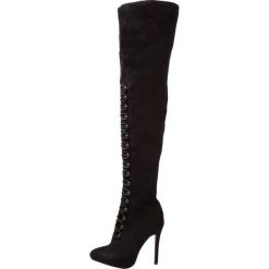 BEBO BUTTON Kozaki na obcasie black. Czarne buty zimowe damskie BEBO, z materiału, na obcasie. Za 299,00 zł.