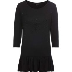 Shirt z motylem bonprix czarny - motyl. Czarne koszulki damskie bonprix, z aplikacjami, bez kołnierzyka, bez rękawów. Za 59,99 zł.