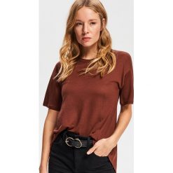 T-shirt z lyocellu - Brązowy. Brązowe t-shirty damskie Reserved, l, z lyocellu. Za 49,99 zł.