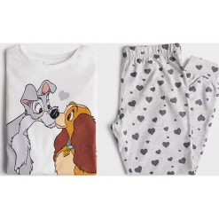 Mango Kids - Piżama dziecięca Dama 116-164 cm. Białe piżamy dziewczęce Mango Kids, z nadrukiem, z bawełny, bez rękawów. Za 89,99 zł.