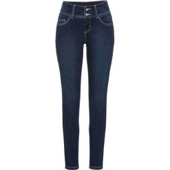 Dżinsy z wysoką talią bonprix ciemny denim. Czarne jeansy damskie bonprix. Za 134,99 zł.