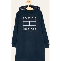 Tommy Hilfiger - Sukienka dziecięca 140-176 cm. Szare sukienki dziewczęce TOMMY HILFIGER, z nadrukiem, z elastanu, casualowe, z długim rękawem, długie, maxi, proste. Za 339,90 zł.