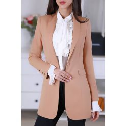 Marynarka BLENITA BEIGE. Brązowe marynarki damskie IVET, bez wzorów. W wyprzedaży za 119,00 zł.