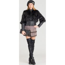 KURTKA PATRIZIA PEPE. Czarne kurtki damskie Patrizia Pepe, z aplikacjami, ze skóry, bez kaptura. Za 1474,50 zł.