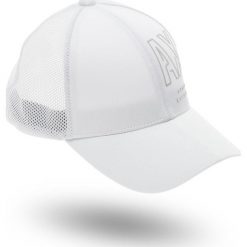 CZAPKA Z DASZKIEM Armani Exchange. Niebieskie czapki męskie Armani Exchange, z nadrukiem, z bawełny. Za 239,00 zł.