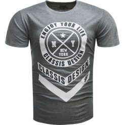 Koszulka męska t-shirt szary Recea. Szare koszulki męskie Recea, xl, z nadrukiem, z bawełny, klasyczne, bez kołnierzyka. Za 39,99 zł.