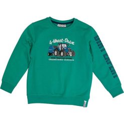 Bluza "Tractor" w kolorze zielonym. Zielone bluzy niemowlęce Salt and Pepper, z nadrukiem, bez rękawów, bez kaptura. W wyprzedaży za 32,95 zł.