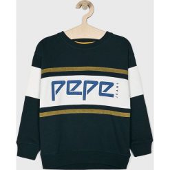 Pepe Jeans - Bluza dziecięca 122-180 cm. Niebieskie bluzy chłopięce Pepe Jeans, z nadrukiem, z bawełny, bez rękawów, bez kaptura. W wyprzedaży za 159,90 zł.
