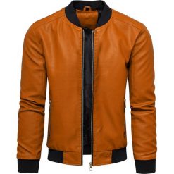 Kurtka męska skórzana ruda z stójką Recea. Czerwone kurtki męskie Recea, xl, bez wzorów, ze skóry ekologicznej, eleganckie, bez kaptura. Za 159,99 zł.