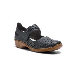 RIEKER 41399-14. Niebieskie półbuty damskie Rieker, ze skóry. Za 259,99 zł.