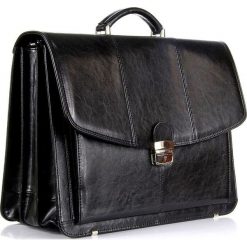 Polska skórzana teczka aktówka męska na laptopa elegancka biznesowa czarna G1 - Czarny. Czarne aktówki męskie bez wzorów, ze skóry, eleganckie. Za 499,99 zł.