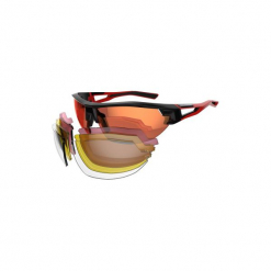Okulary przeciwsłoneczne na rower XC 100 PACK 4 pary wymiennych szkieł. Czerwone okulary przeciwsłoneczne damskie lenonki marki ROCKRIDER. Za 119,99 zł.