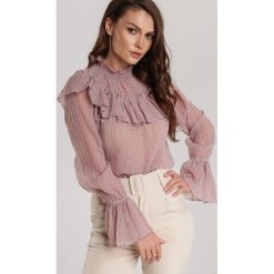 Ciemnoróżowa Bluzka Morerose. Różowe koszule damskie Renee, s, bez wzorów, bez kołnierzyka, bez rękawów. Za 129,99 zł.