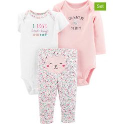 3-częściowy zestaw w kolorze różowo-białym ze wzorem. Body niemowlęce Carter's. W wyprzedaży za 49,95 zł.